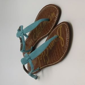 Sam Edelman Turquoise Blue Suede Toe Post Thong Sandal NIB